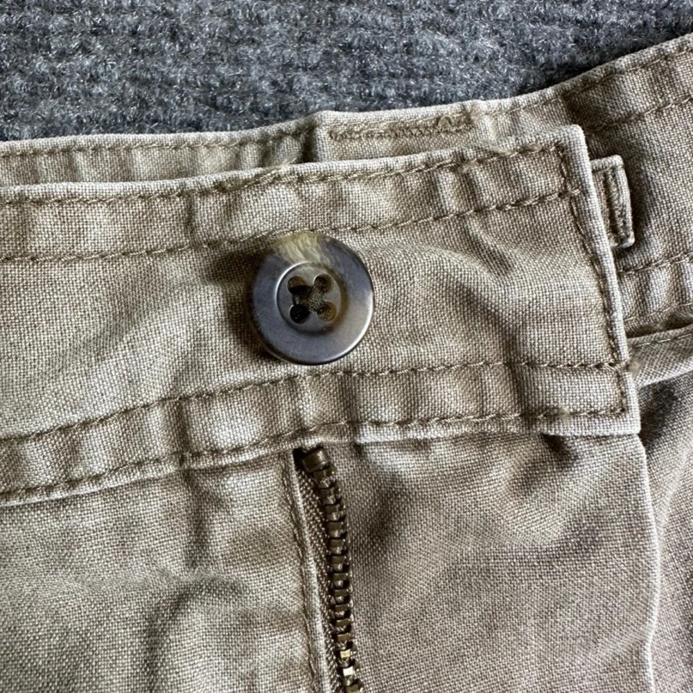 LL Bean Mens Cargo Shorts Khaki Tan Cotton Canvas Elastic Waist 35 224994